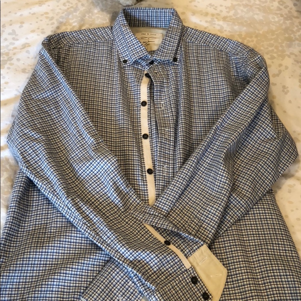 rag & bone Men’s blue pattern sport shirt - size M